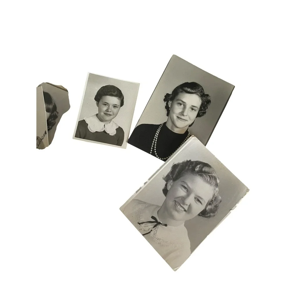 Damaged Vintage‎ Wallet Photo Of Women Headshots Snapshot Black & White Lot